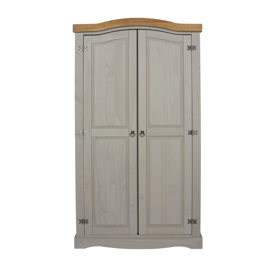 image 1 of Premium Corona 2 Door Wardrobe in Mexican Pine, Classic Design with Metal Hardware | Grey | Grey | One Size | 1