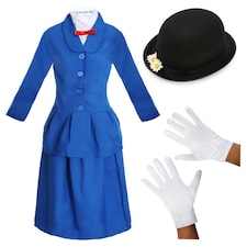 Magical Nanny Costume - with Hat & White Gloves | Blue | 2XL
