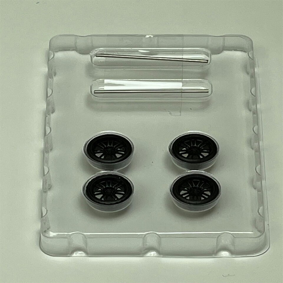 image 1 of BNDS Custom Wheel Parts Wheel and Tyre Set Flat Black 1:64 MOT Hobby BC26406FB