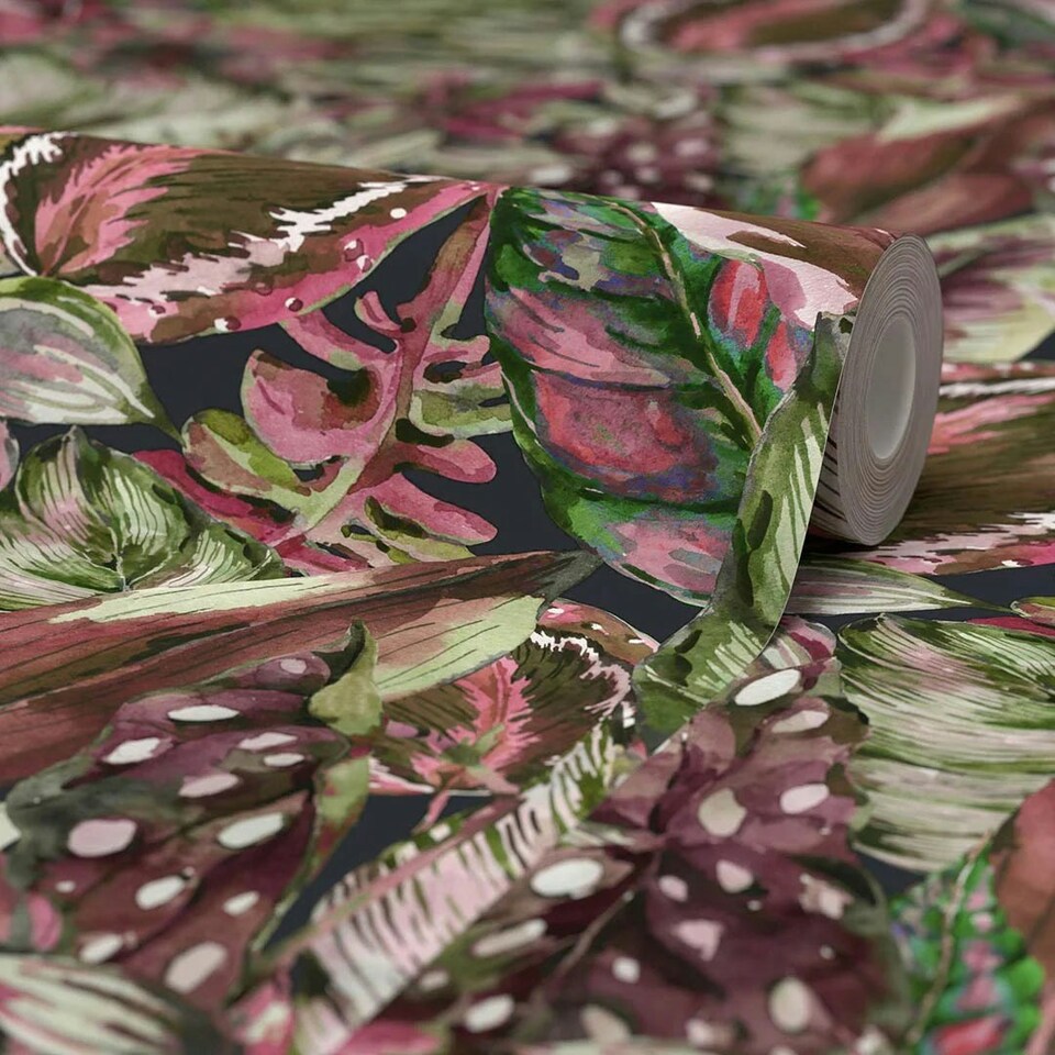 image 1 of Jungle Fever Wallpaper in Pink and Green Multi