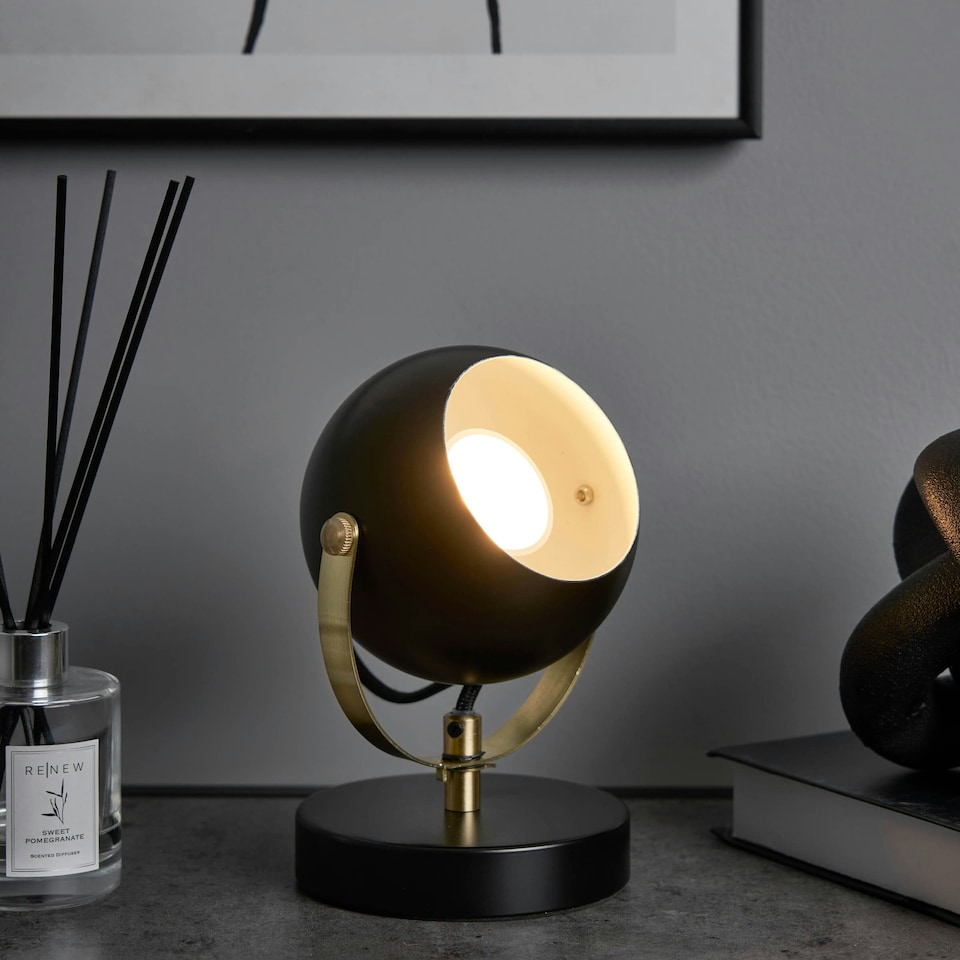 image 1 of BHS Rowan Eyeball Table Lamp, Matte Black