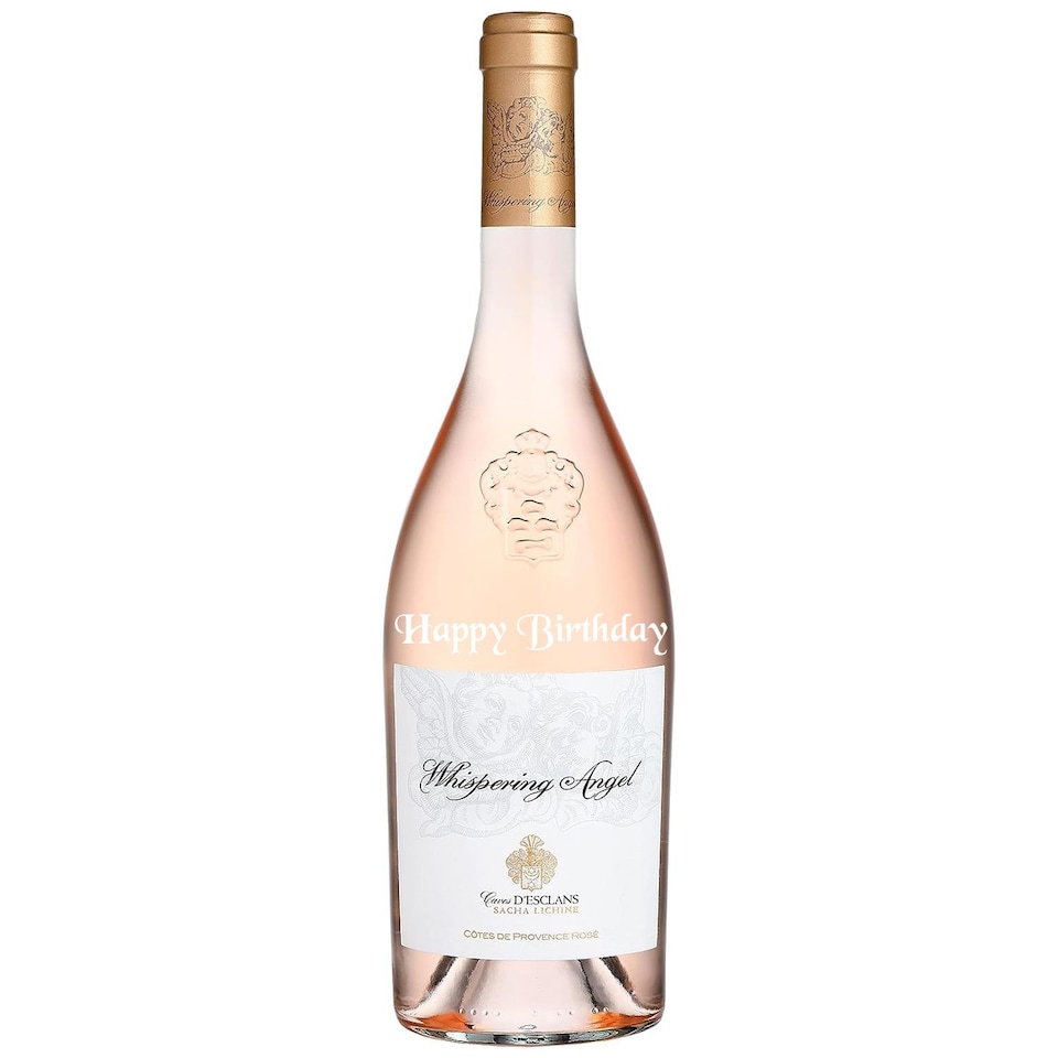 image 1 of Whispering Angel Rose Happy Birthday Engraved 75cl