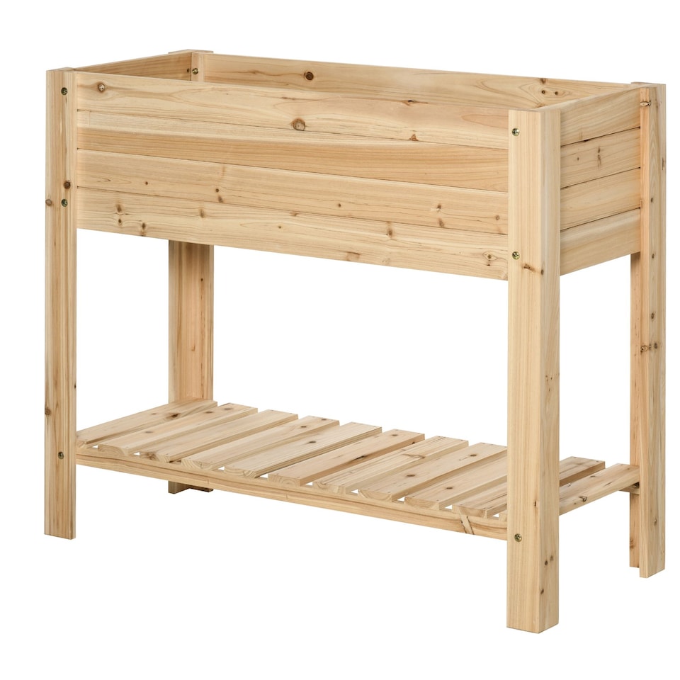 image 1 of Outsunny Wooden Raised Garden Bed Plant Stand Box with Clapboard 100 x 40 x 84cm