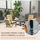 image 3 of Outsunny 5 Pieces Garden Dining Set, Outdoor Square Dining Table and 4 Cushioned Armchairs, Tempered Glass Top Table w Umbrella Hole, Texteline Seats, Beige