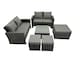 image 2 of Fimous PE Rattan Garden Furniture Set Lounge Double Seat Sofa Coffee Table Set with 3 Stools Dark Grey Mixed