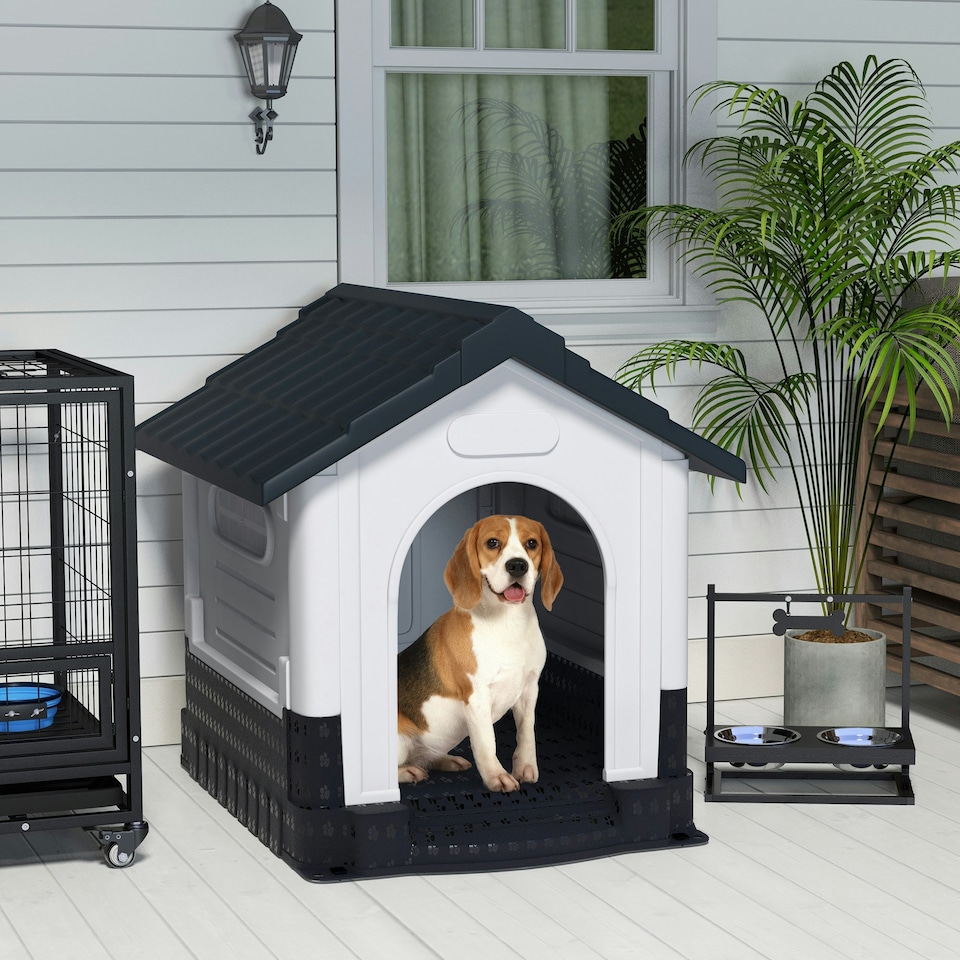 image 1 of PawHut Dog Kennel for Outside, for M and L Dogs, 101 x 88 x 99cm, Grey