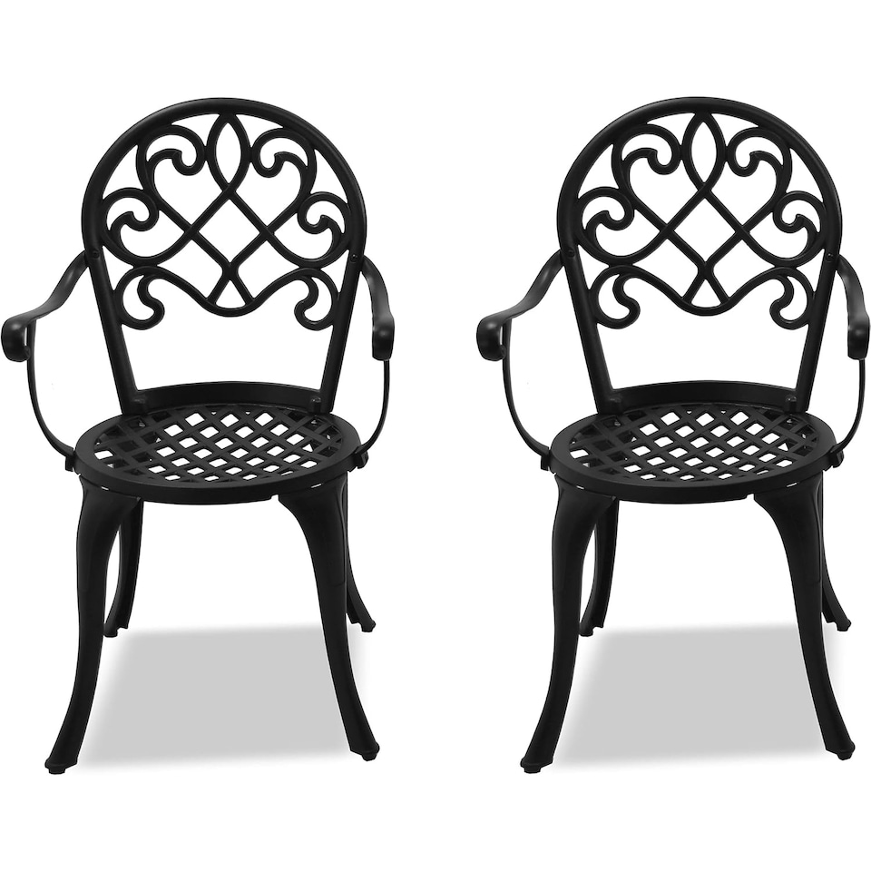 image 1 of Centurion Supports Prego 2-Large Garden and Patio Bistro Chairs with Armrests in Cast Aluminium Black