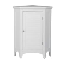 Teamson Home Wooden Bathroom Corner Cabinet Standing White