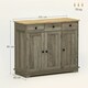 image 7 of HOMCOM Sideboard Buffet Cabinet with Rubber Wood Top and Drawers, Grey 