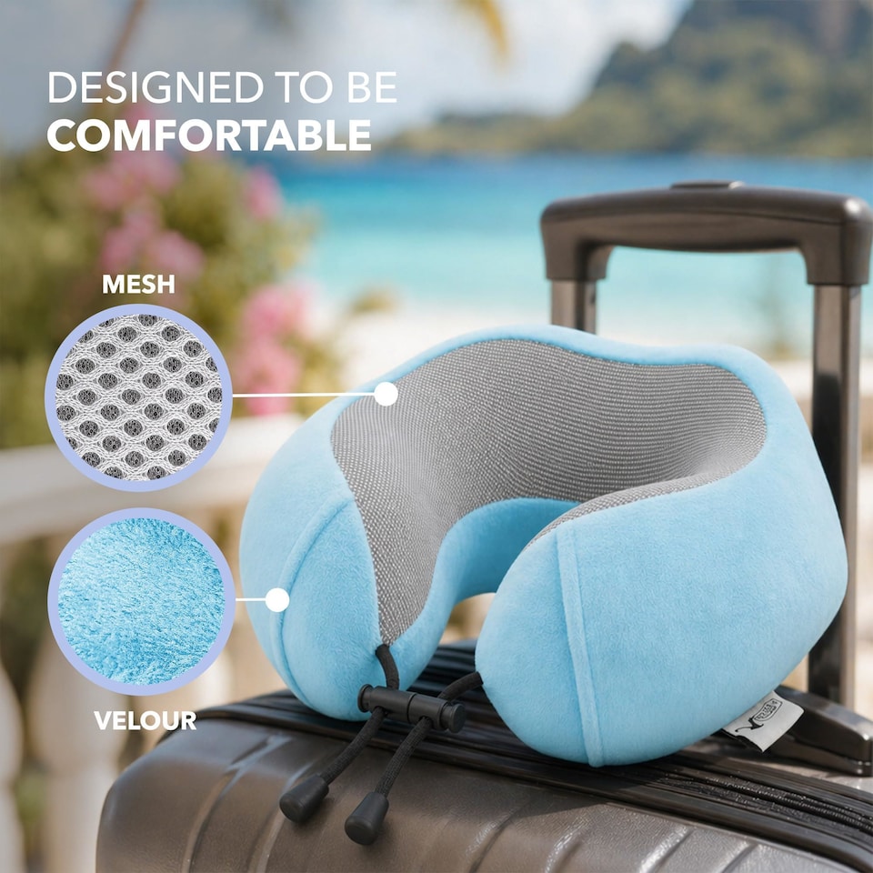 image 1 of Lugg Memory Foam Travel Neck Pillow with Adjustable Buckle and Washable Cover