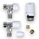 image 4 of Tower TRV Thermostatic Radiator Valve White Angled Lockshield 10-15mm Head Set