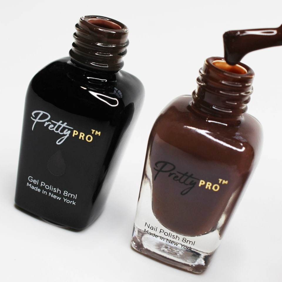 Pretty Pro A Pretty Pair Hema Free Gel Polish & Nail Polish Duo Dipped In Chocolate 2 x 8ml Brown
