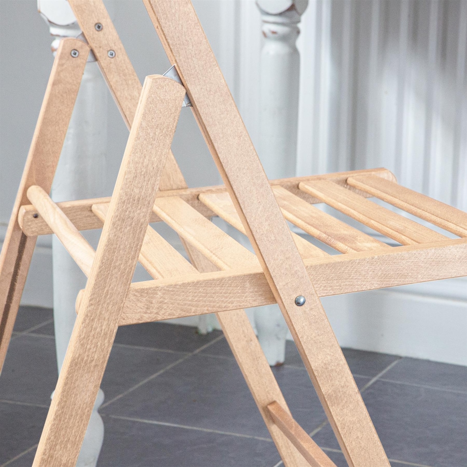 image 1 of Harbour Housewares Beech Wood Folding Chairs - Natural - Pack of 2 | Brown | Natural