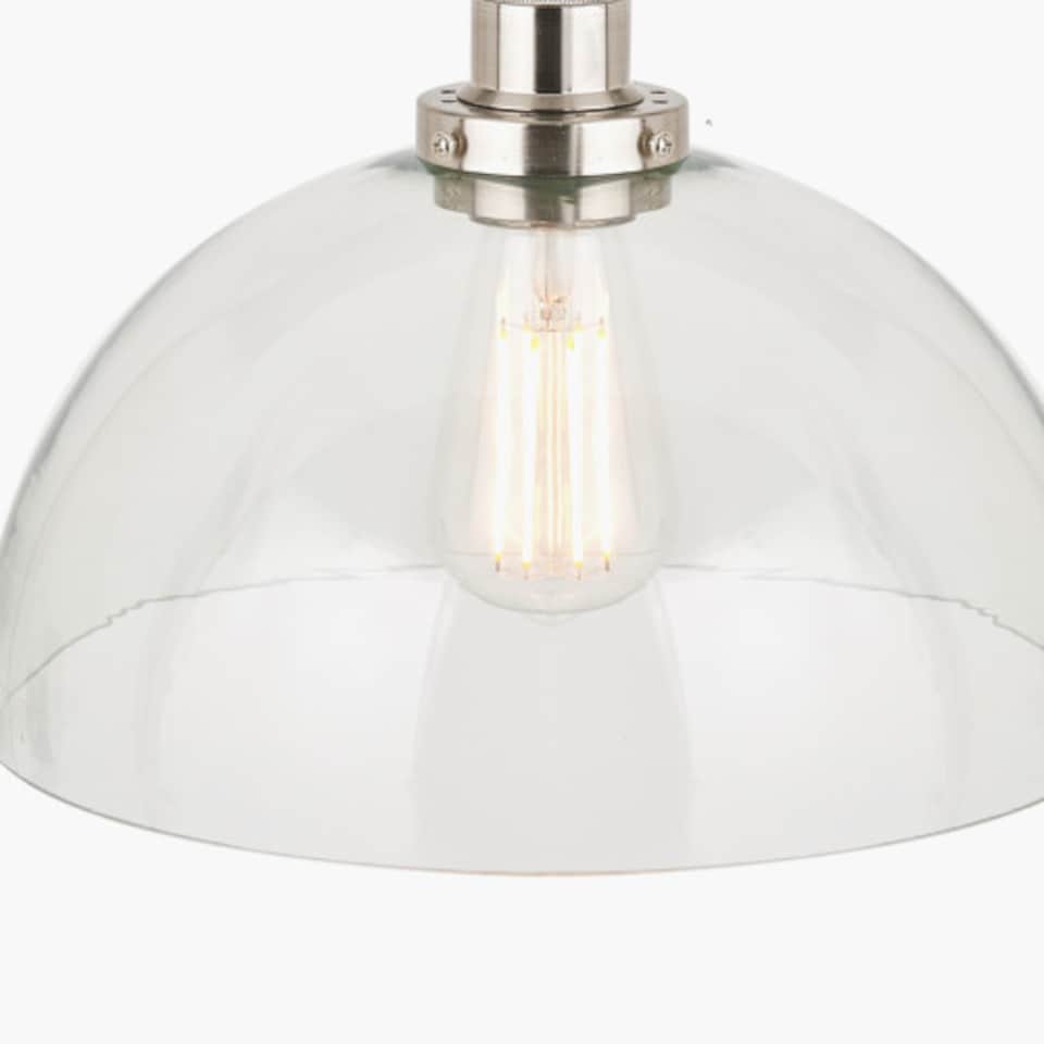 image 1 of Ceiling Light Antique Silver Metal and Clear Glass Dome Pendant | Clear | Clear