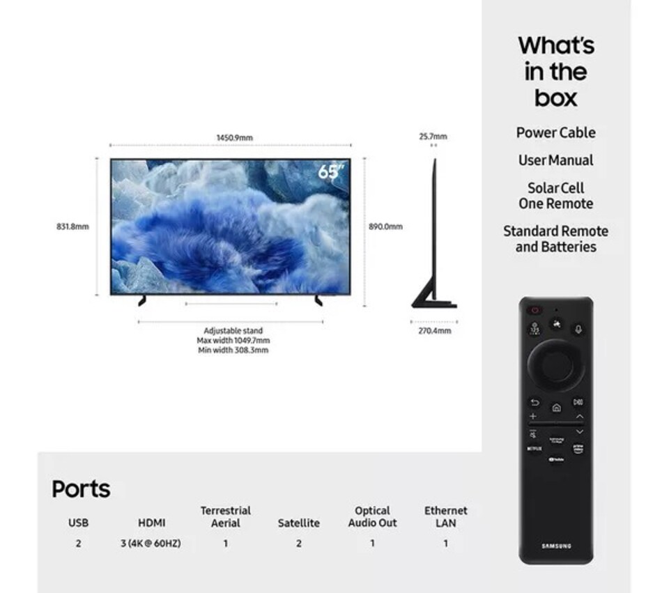 image 1 of Samsung 65" QE65Q8FA (2025) QLED 4K Ultra HD Smart TV WiFi Black