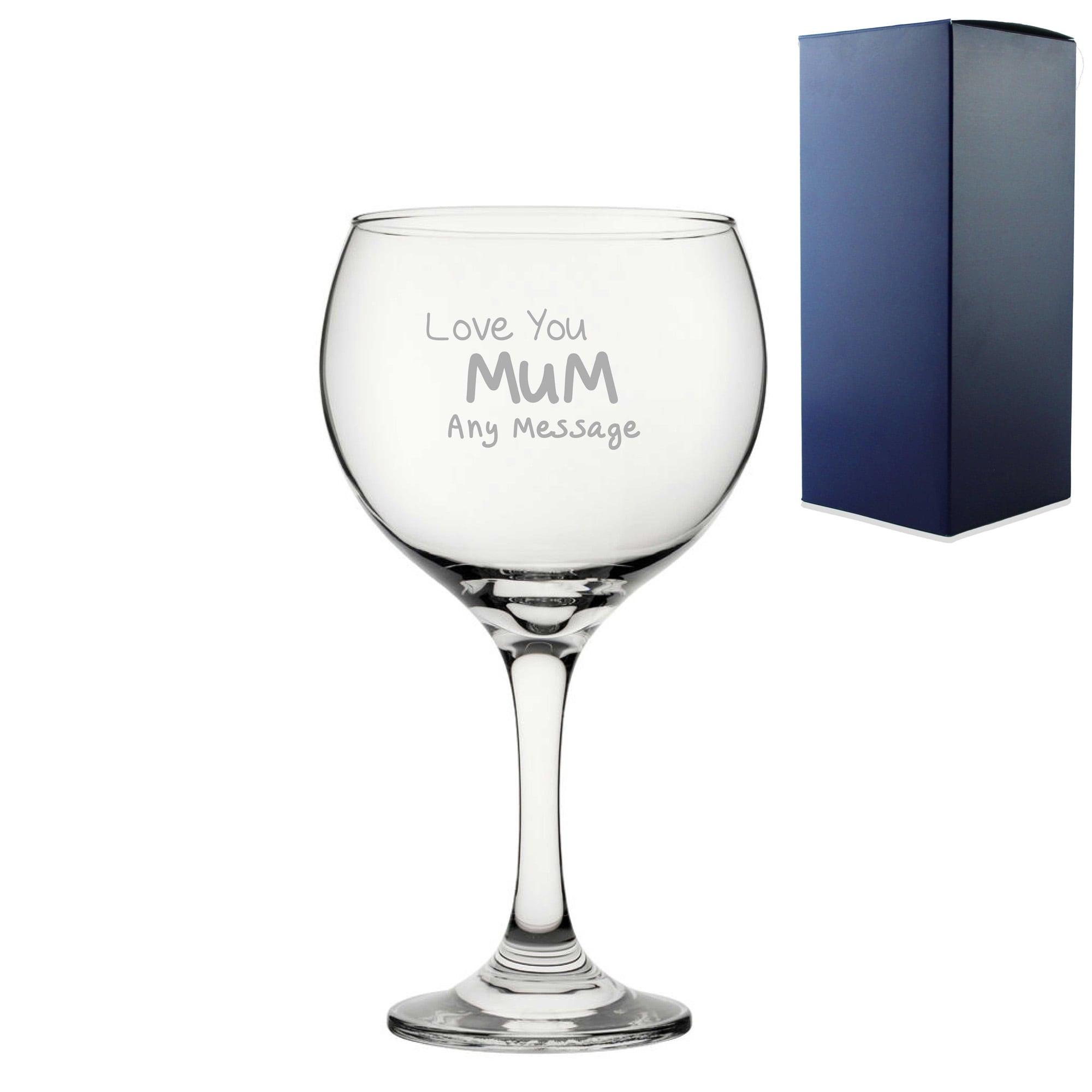 Uniqueful Personalised With Love You Mum Design 22.5oz Engraved Gin Glass in Clear | Size: 20oz (550ml)