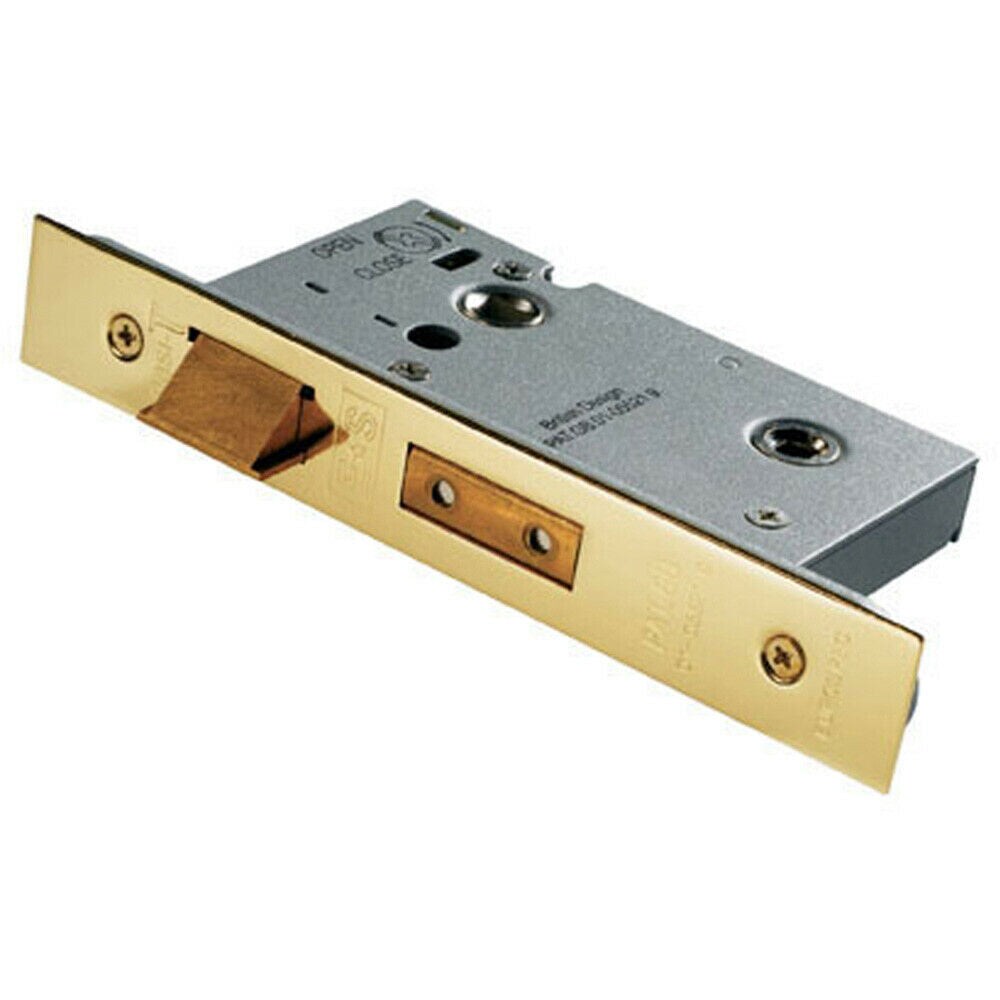 Loops Architectural Tubular Locking Bathroom Door Latch 76mm Stainless Brass in Metallics