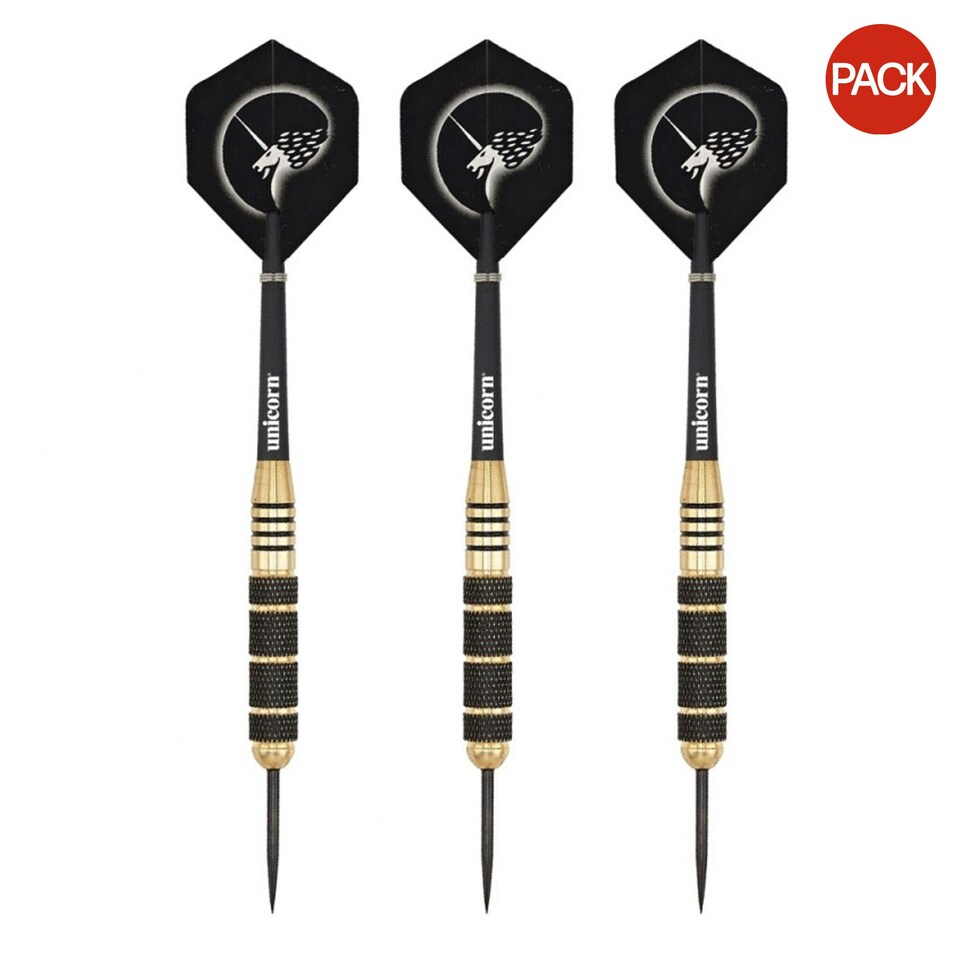 image 1 of Unicorn Core Plus Win Darts (Pack Of 3) - Black/Gold - 27g