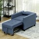 image 8 of HOMCOM Convertible Single Chair Bed with Upholstered Fabric, Blue 