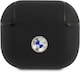 image 1 of BMW Leather Cover with Silver Logo for Airpods 3 Black - BMA3SSLBK
