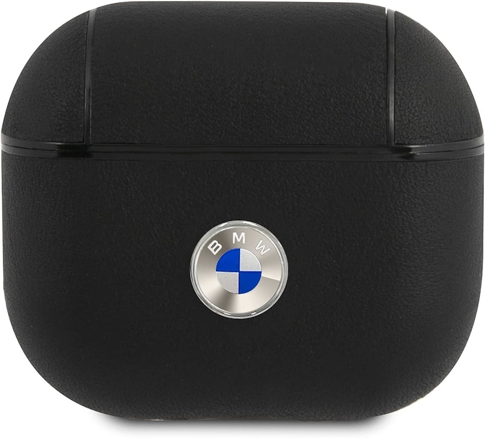 image 1 of BMW Leather Cover with Silver Logo for Airpods 3 Black - BMA3SSLBK