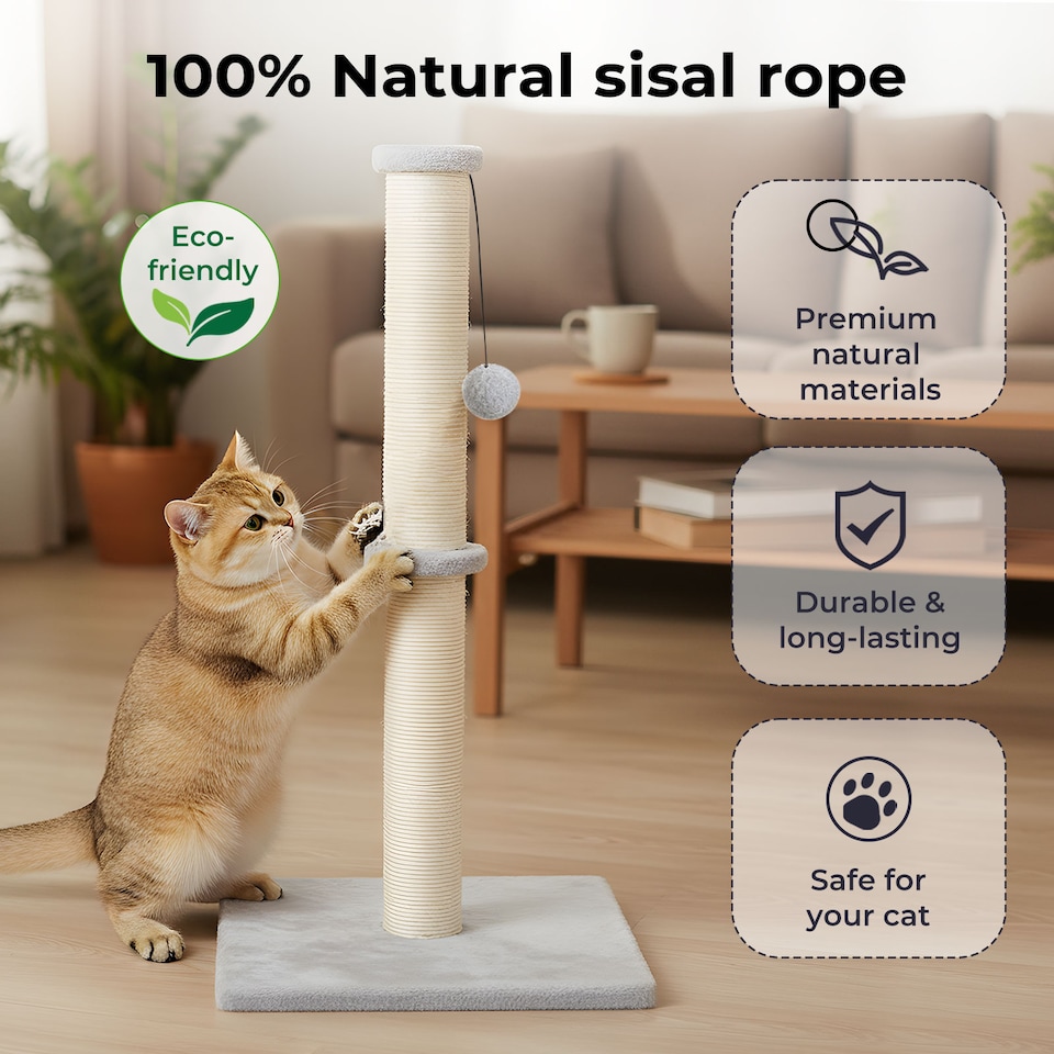 image 1 of Skylos Cat Tree Scratching Post Wooden Furniture Stand with Ball Toy