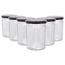 Argon Tableware Glass Jam Jars with Lids - 380ml - Pack of 6