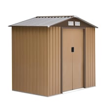 Outsunny 7 x 4ft Garden Shed Storage with Foundation and Vents, Yellow