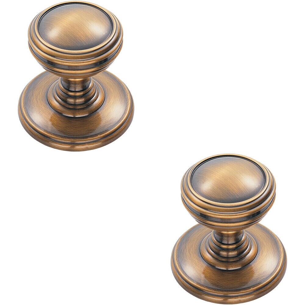 Loops 2x Ringed Tiered Cupboard Door Knob 25mm Diameter Bronze Cabinet Handle