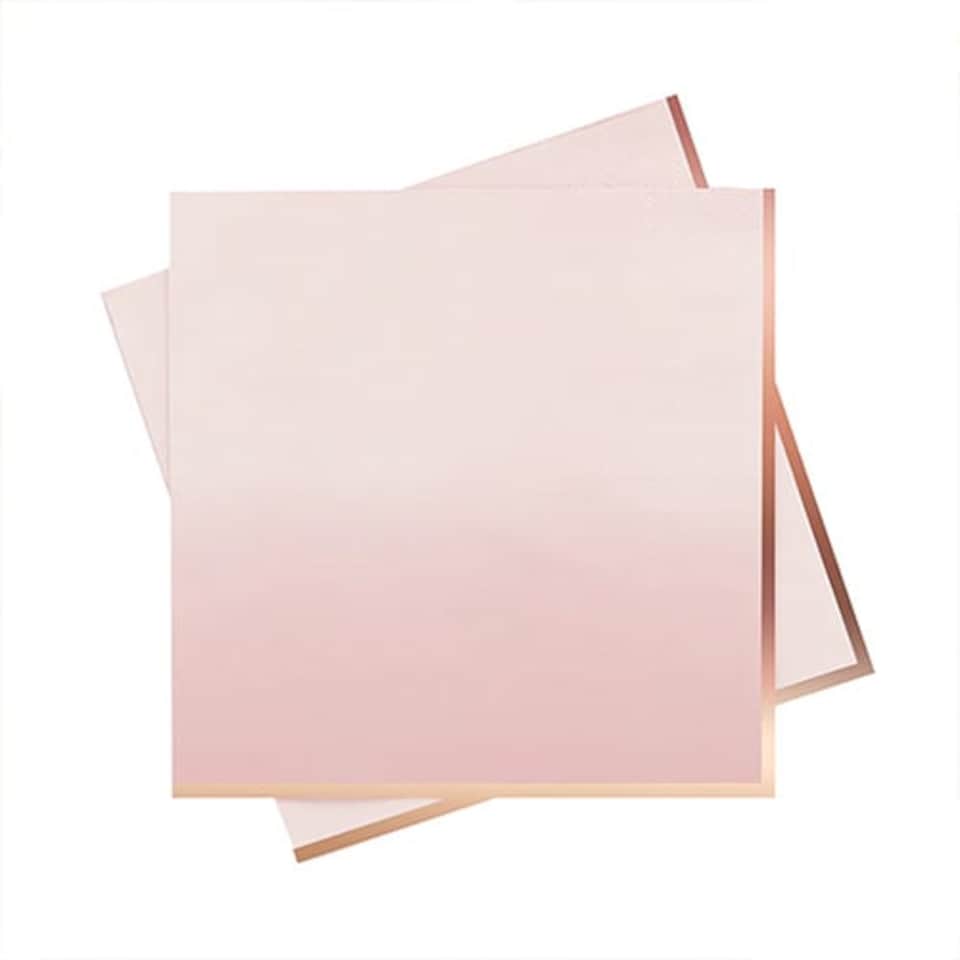 image 1 of Rose Gold & Pink Ombre Luncheon Paper Napkins 3 Ply 33cm - Pack of 16