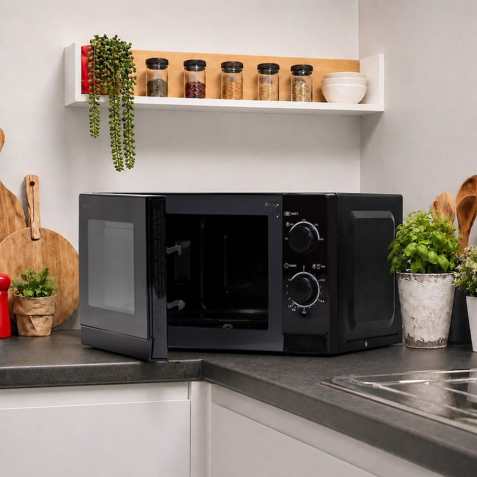image 1 of Sharp 20L Black 800W Manual Microwave with Defrost & 5 Power Levels