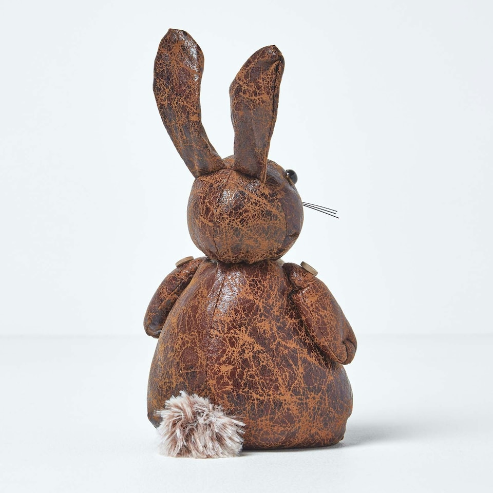 image 1 of Homescapes Faux Leather Animal Rabbit Door Stopper