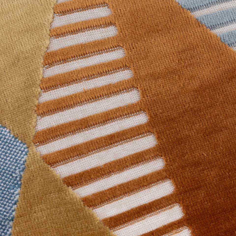 image 1 of Furn Metro Harlequin Velvet Cushion | Orange | Ginger