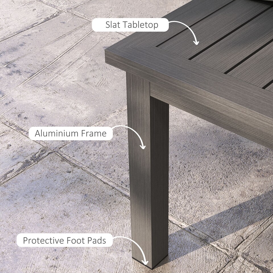 image 1 of Outsunny Aluminium Outdoor Coffee Table, Rectangular Patio Side Table with Slat Tabletop for Indoor, Garden, Balcony, 100cm x 60 cm, Brown