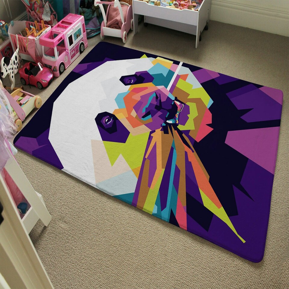 image 1 of Colorful pop art of Panda (Rug) Purple | M