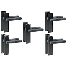 Golden Grace 5 Pairs Victorian Knurled Diamond Cut T-Bar Interior Door Handle on Backplate Matt Black - 150mm x 40mm