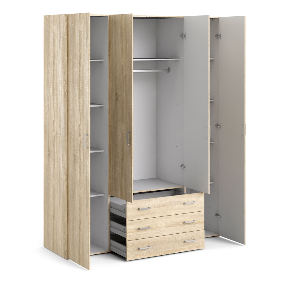 image 1 of Space Wardrobe 4 Doors 3 Drawers in Oak 2000