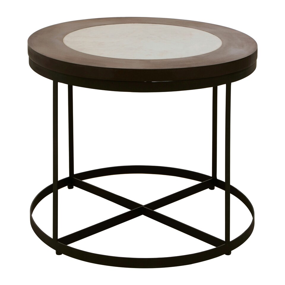image 1 of Interiors by Premier Modern Side Table With Latticed Base, Practical Wooden Round Table For Outdoor Patio, Black Bedside Table Black