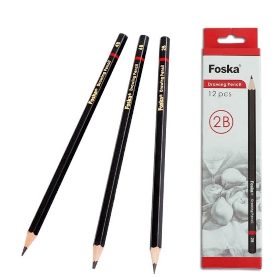 image 1 of Pack of 12 2B Wooden Drawing Pencils