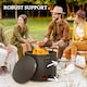 image 4 of Outsunny Outdoor Round Fire Pit with Lid, Wood Burning Firepit with Fire Poker and Floor Mat for Patio Bonfire BBQ Camping, Black