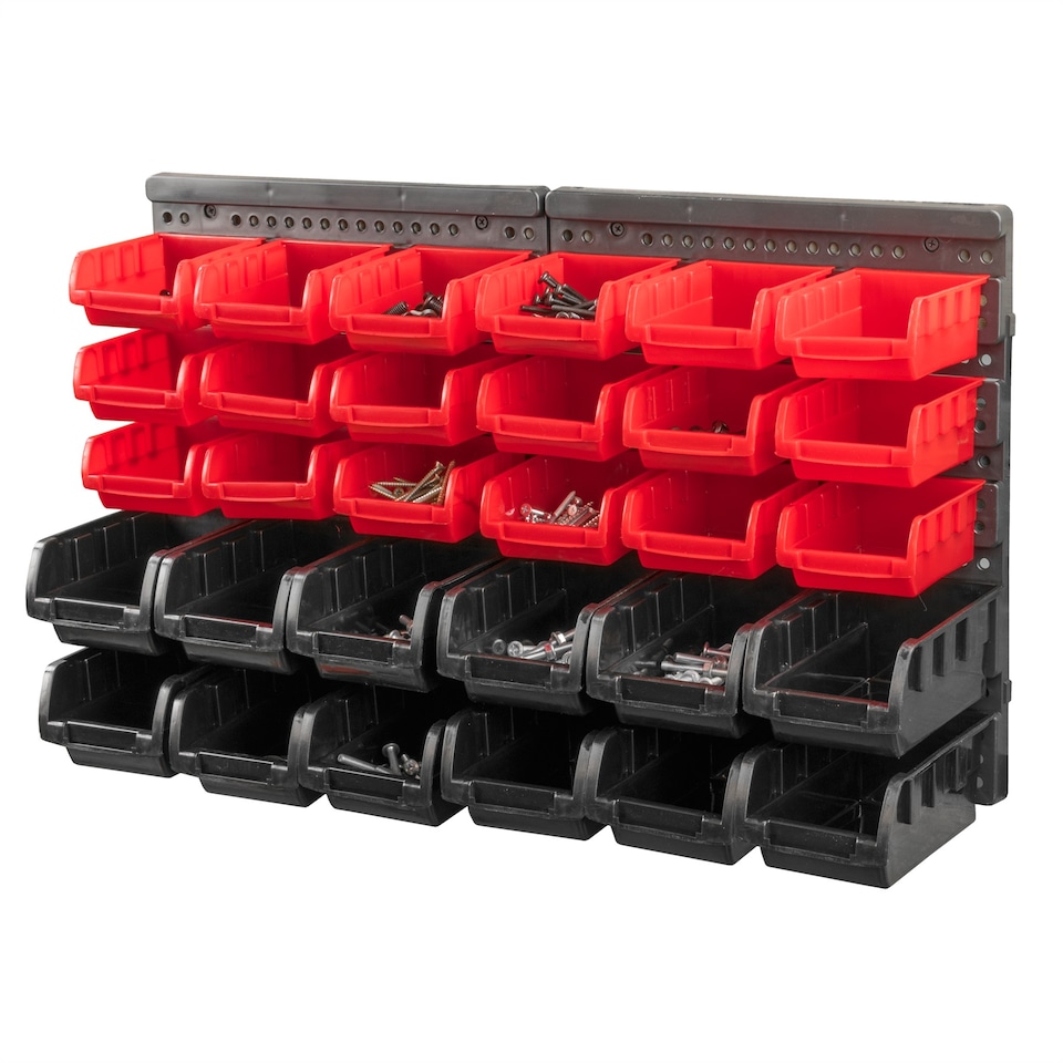 image 1 of KCT 64 Pc Wall Mounted Tool Storage Organiser Rack for Garage Workshop Shed Screw Nut and Bolt DIY Board Bin Mount Tidy Solution