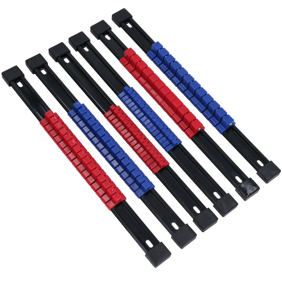 image 1 of Socket Storage Rails Plastic Holder Organiser Rails 1/4in 3/8in + 1/2in 6pc Set