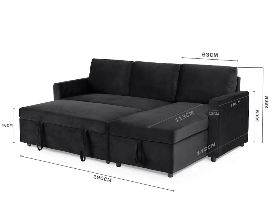 image 1 of The Tranquilo 3 Seater Sofa Bed in Black or Navy | Blue | One Size