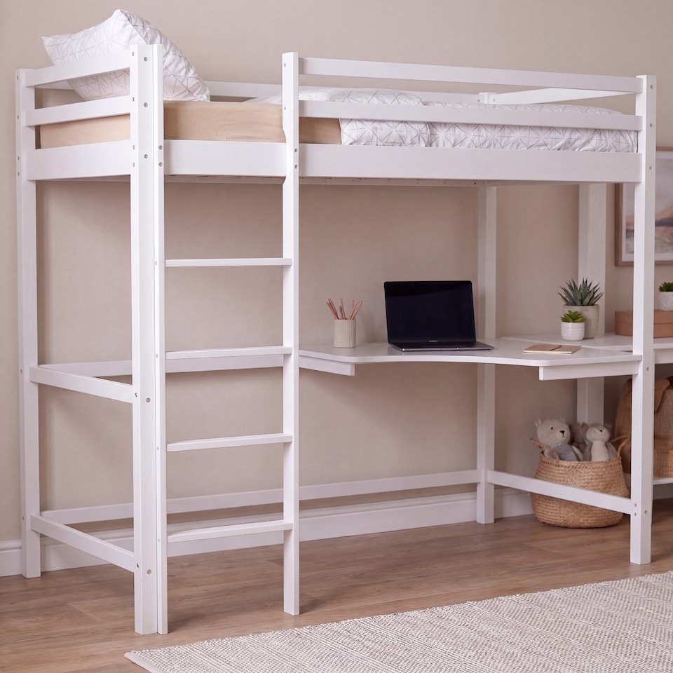 image 1 of Vida Designs Sydney Kids Bunk Bed With Desk - Suitable for 3ft Single Mattress - White