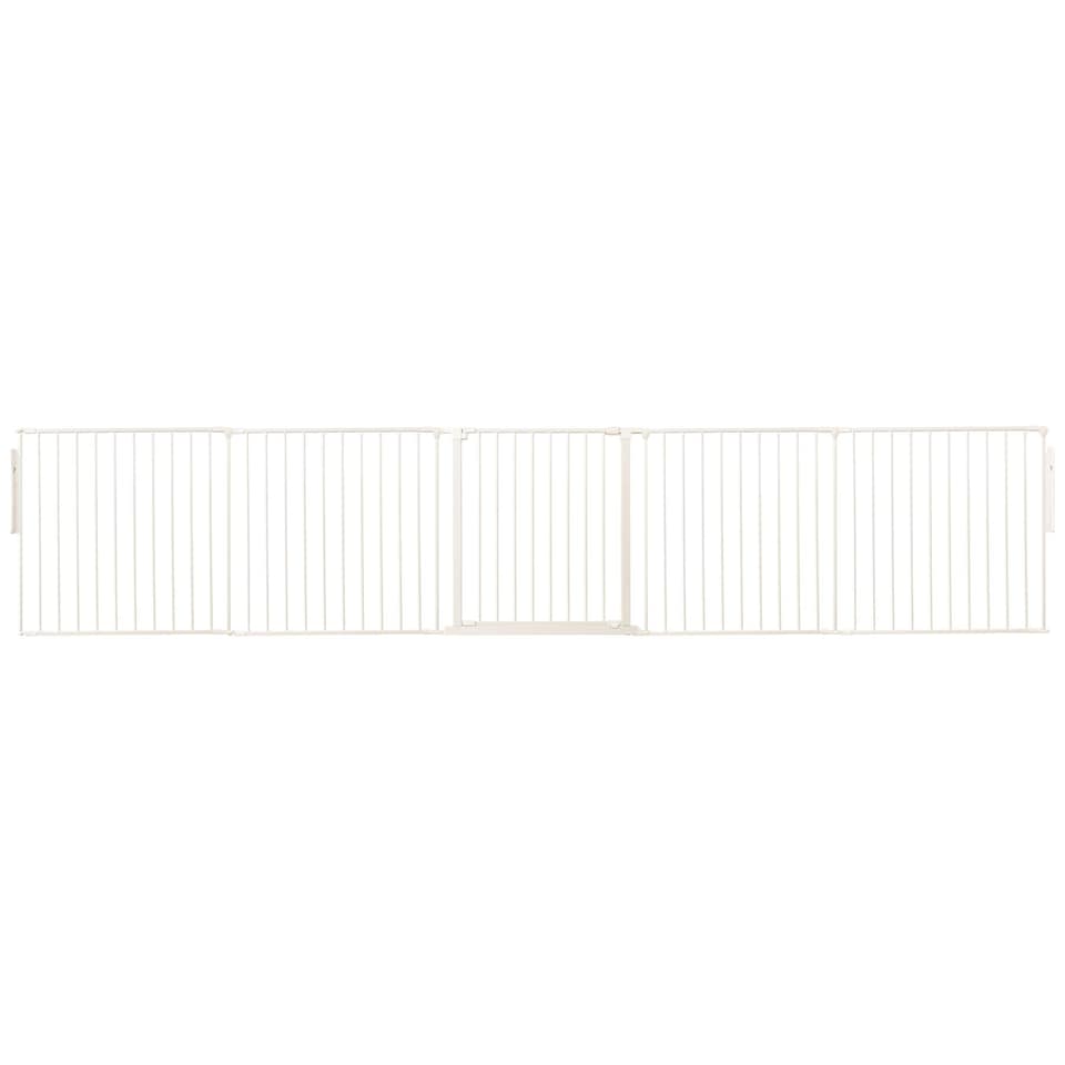 image 1 of Safetots Premium Multi Panel Room Divider, up to 370cm Wide, White, 70cm Tall, Flexible Barrier with Door for Baby and Toddler