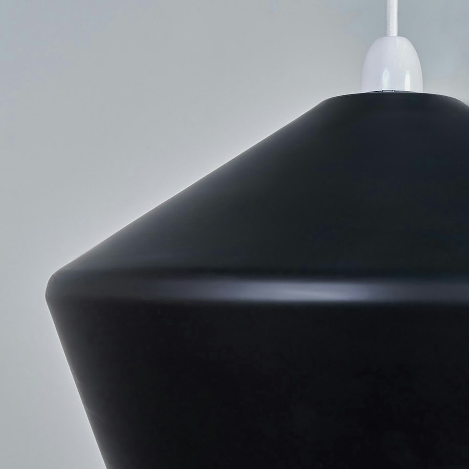 image 1 of ValueLights Contemporary Matt Black Flared Angular Ceiling Pendant Light Shade