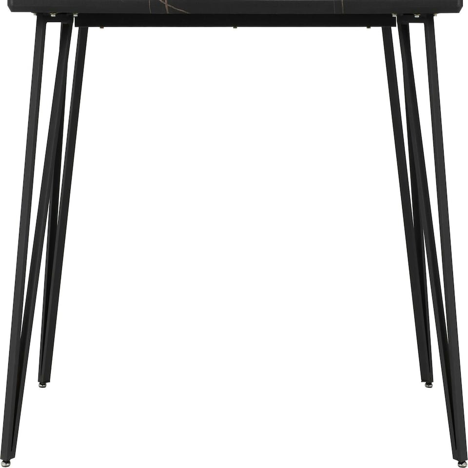image 1 of Marlow Dining Set with Sheldon Chairs Black | Black Marble/Grey Boucle