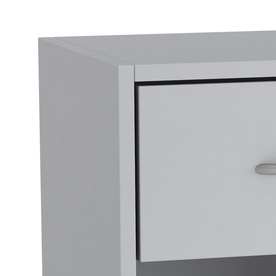 image 1 of 1-Drawer 1-Door Wooden Bedside Table | Grey | Unit Colour: Grey | 1