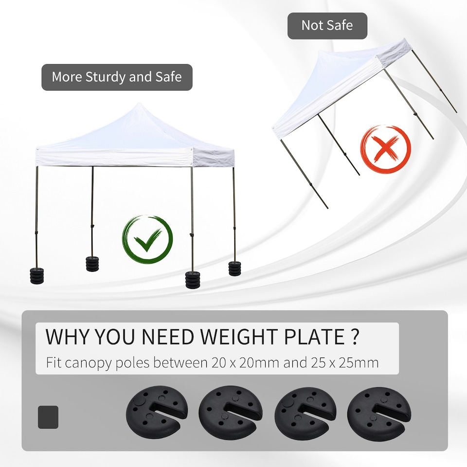 image 1 of Outsunny Set of 4 Canopy Tent Weight Sand Fillable Strong Plastic