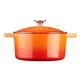 image 4 of Cooks professional Cast Iron Casserole Dish 20cm - Ovenproof Pan with Lid | Orange | Orange